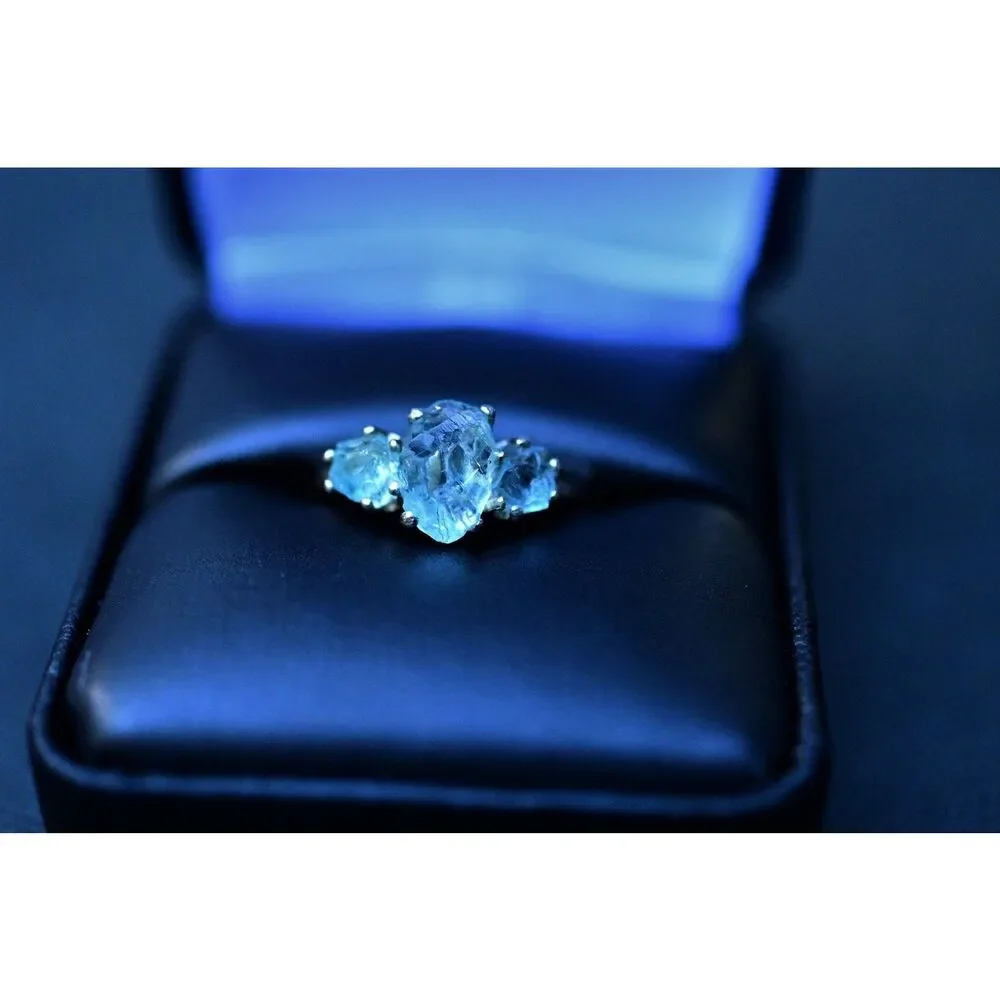 Rough aquamarine engagement ring size 3 4 5 6 7 8 9 10 11 12